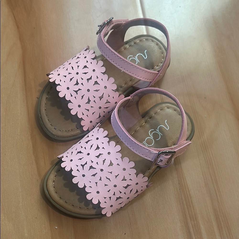 Sugar Pink Sandals with Floral Cutout Design